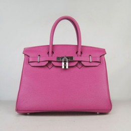 Hermes Birkin 30Cm Togo Leather Handbags Peach Silver
